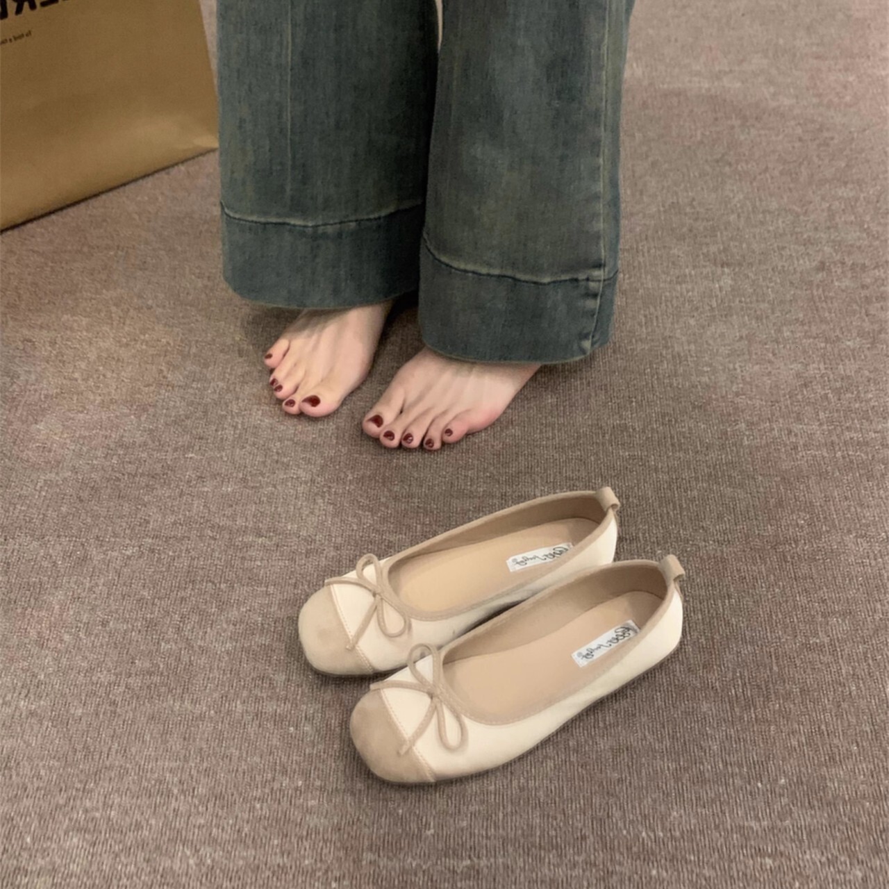 Ddmyoutdoor Ddmyoutdoor Soft Sole Red Spring Autumn Gentle Small Single Women Flat Evening French Style Silver Ballet Shoes Outdoor Outdoor Shoes