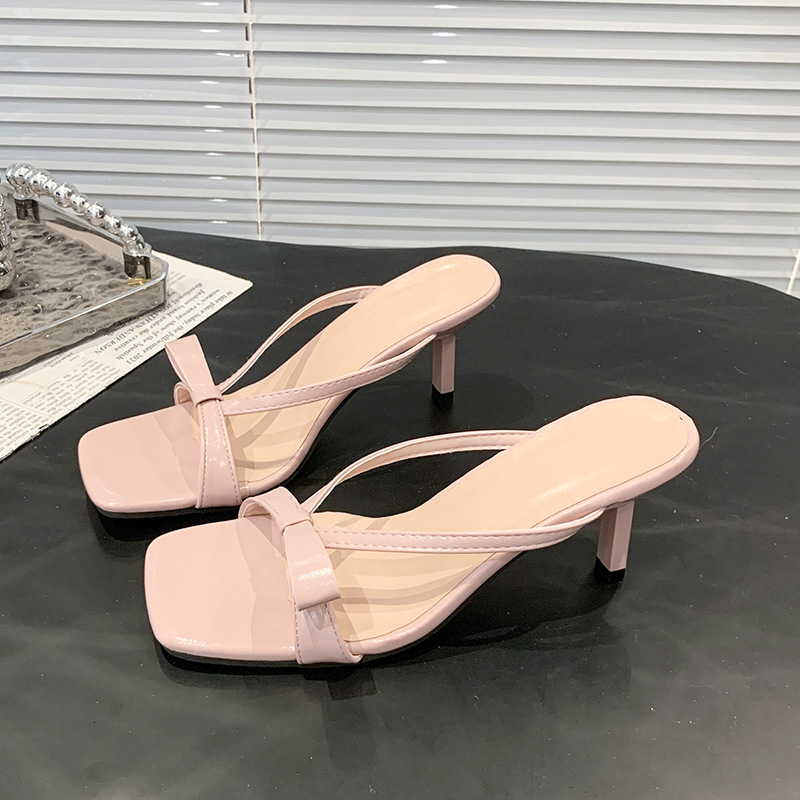 Ddmyoutdoor French Style Gentle Women S Summer Outdoor Slippers With Bowknot Square Dress Sandals Open Toe High Heels New Model Outdoor Shoes