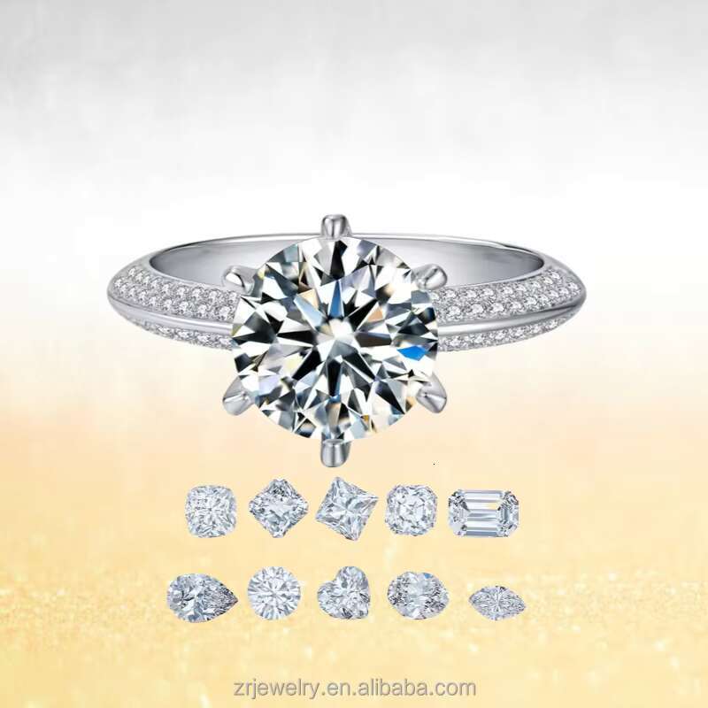 Moissanite Rings Womens Engagement 925 Sterling SilverWedding Six Claws 1CT 2CT 3CT 5CT VVS Round Brilliant Moissanite Ring
