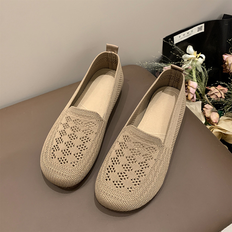 Ddmyoutdoor Ddmyoutdoor Flyknit Soft Sole Women S New Summer Hollow Breathable Mesh Slip On Loafers Maternity Grandma Shoes Outdoor Outdoor Shoes
