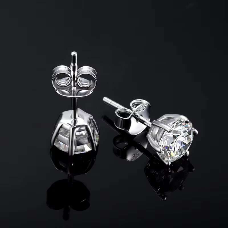 Classic 6 Prongs Moissanite Earrings Jewelry S925 Sliver Ice Out Moissanite Diamond Mens Women Stud Earrings