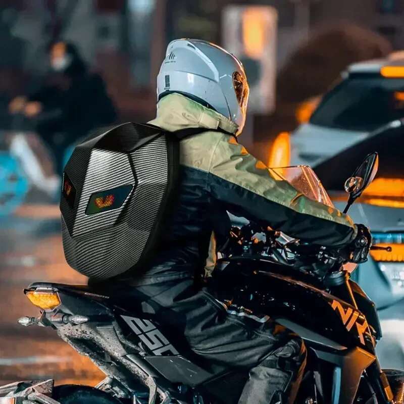 Men's LED Backpack Hard Shell Waterproof Technology Sense Luminous Dark Knight Motorcycle Large Capacity Sports Business Travel