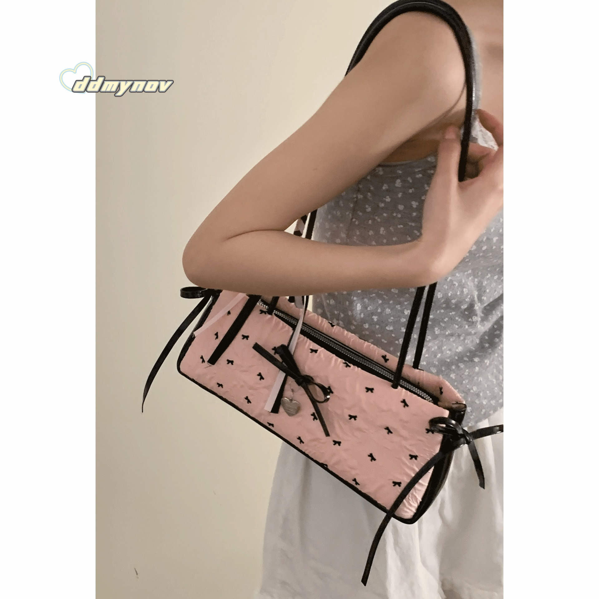 Niche High-End Underarm Commuter for Women 2025 New Style Girly Fashion Handbag with Bowknot Shoulder Bag ddmynov