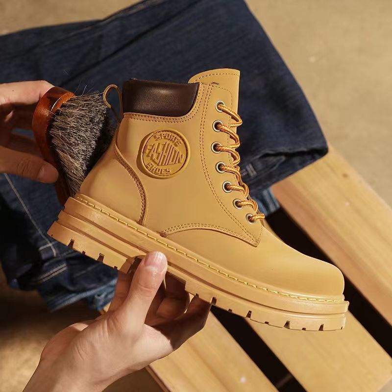 Ddmysports New Yellow Martin Street Summer Winter Season Sweet Cool British Style Short Lace Up Slimming Boots For Women Outdoor Shoes