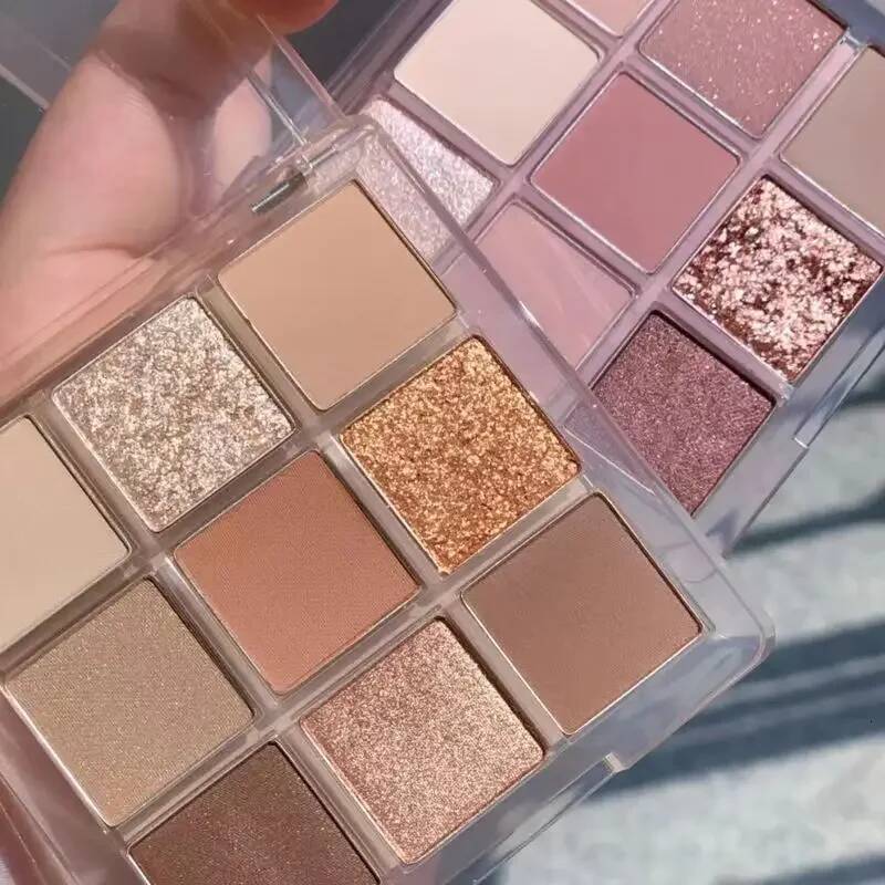 9 Color Glitter Pink Pearly Eyeshadow Korean Charming Makeup Palette Shiny Shadow Eye Pigments