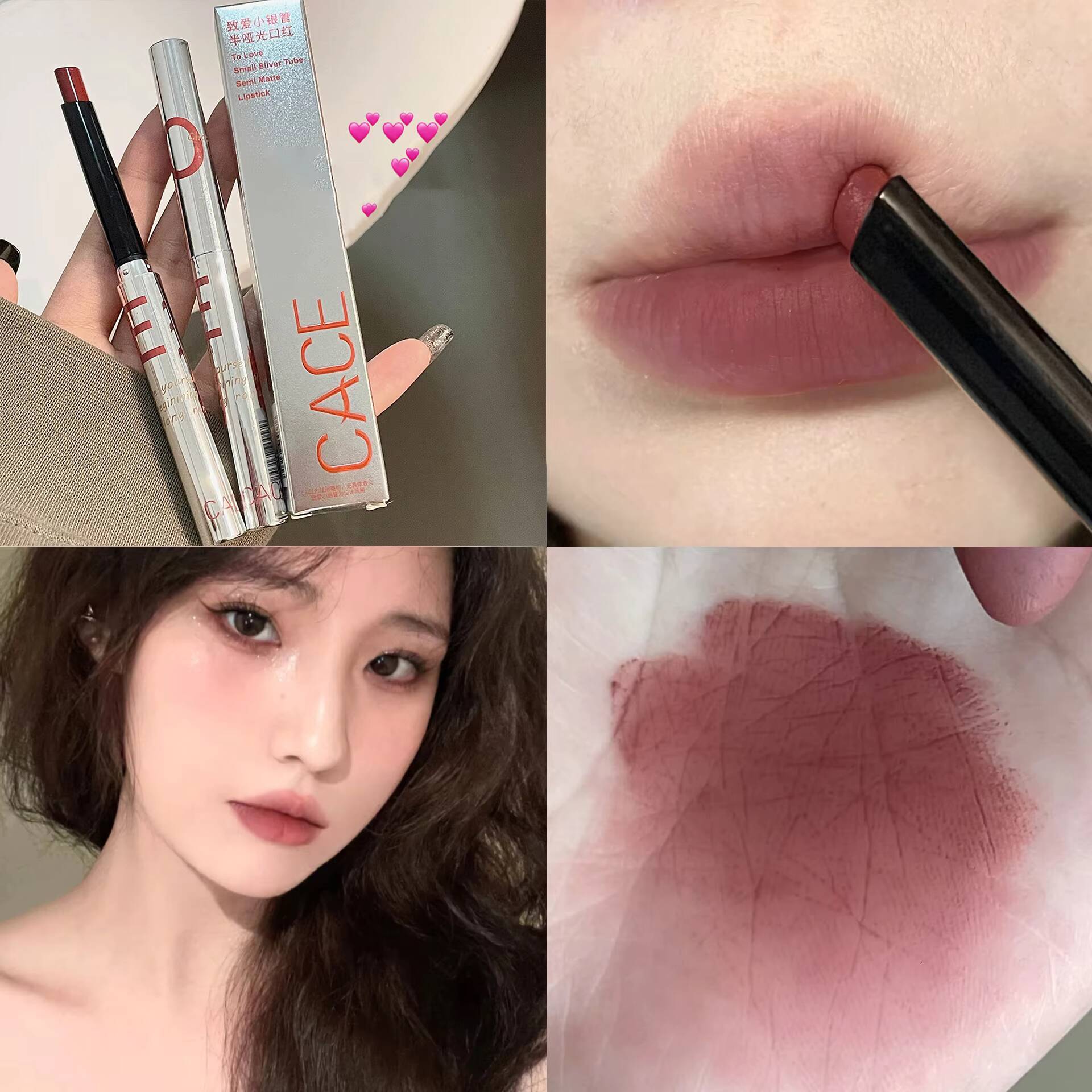 Retro Rose Lipstick Matte Moisturizing Waterproof Sexy Red Tint Pigmnet Fog Mud Lip Balm Slim Tube Beauty Lips Cosmetic happy