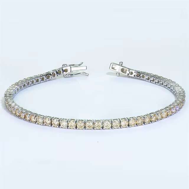 classic 3mm moissanite tennis chain bracelets for unisex blue green champagne black color moissanite gemstone bracelets for girl