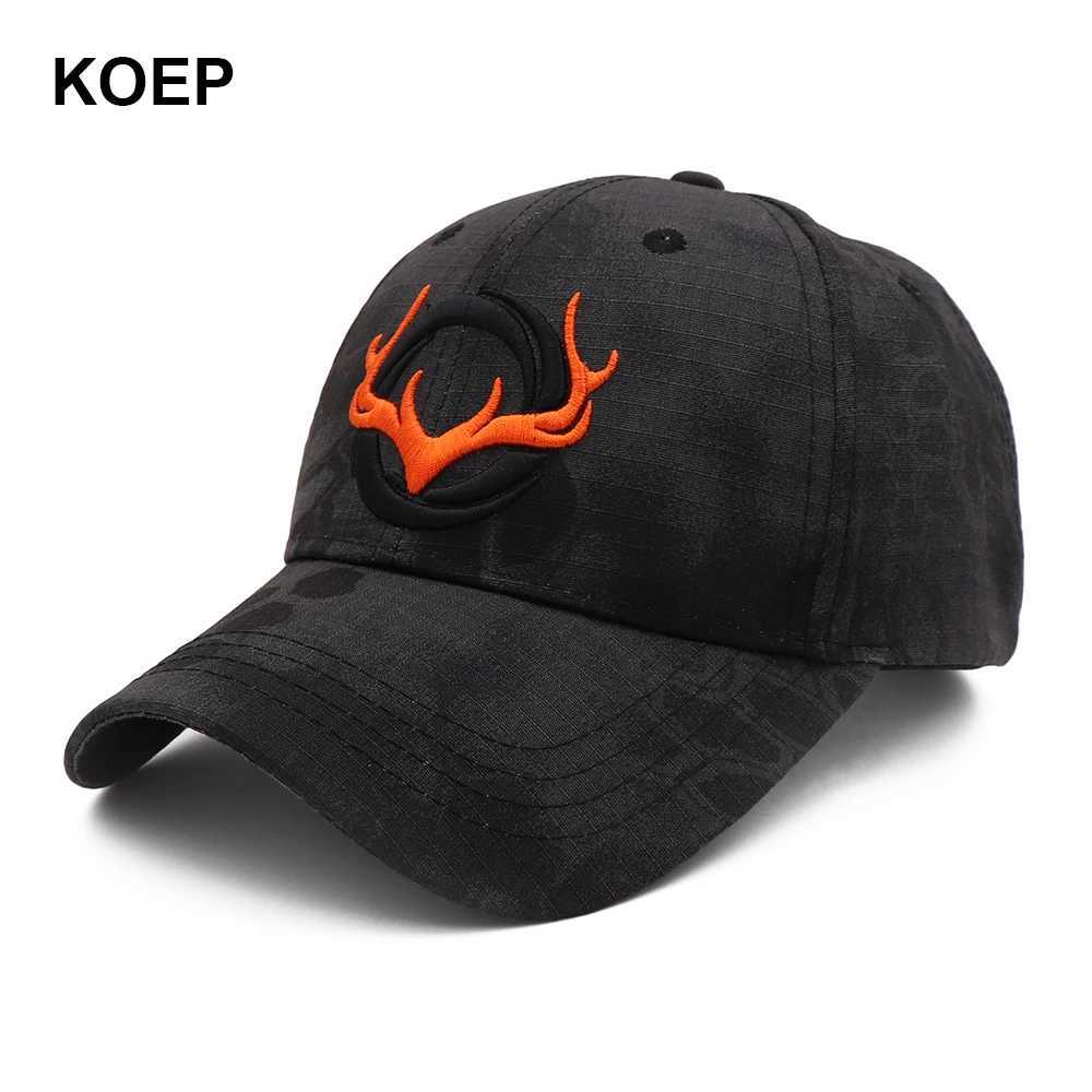 KOEP New Camo Baseball Cap Fishing Caps Men Outdoor Hunting Camouflage Jungle Hat 3D Deer Head Hiking Casquette Hats W250614