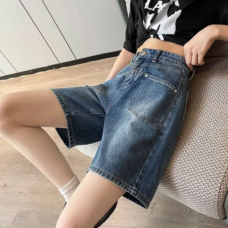 High-waisted Five-point Denim Shorts for Women in Summer Thin Large Size Loose 250613