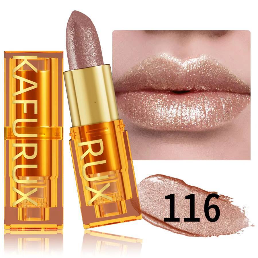 16 colors Bold& Intense Glitter Shiny Metallic Lipstick Pearlescent Tint, Long lasting Lip Makeup Gifts for Women Cosmetics happy