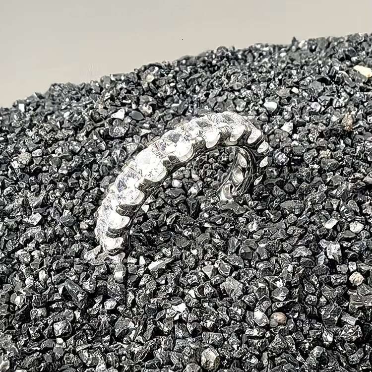 Wholesale GRA Popular Rhodium Plated 925 Sterling Silver VVS Moissanite Diamond Eternity Band Ring Fine Jewelry Unisex Gift