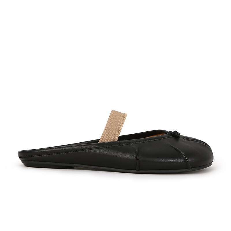 Grape Mom Studiolee Fashionable Shallow Soft Sole Sheepskin Flat to Match Skirts Pig Hoof Split Toe Women's Shoes