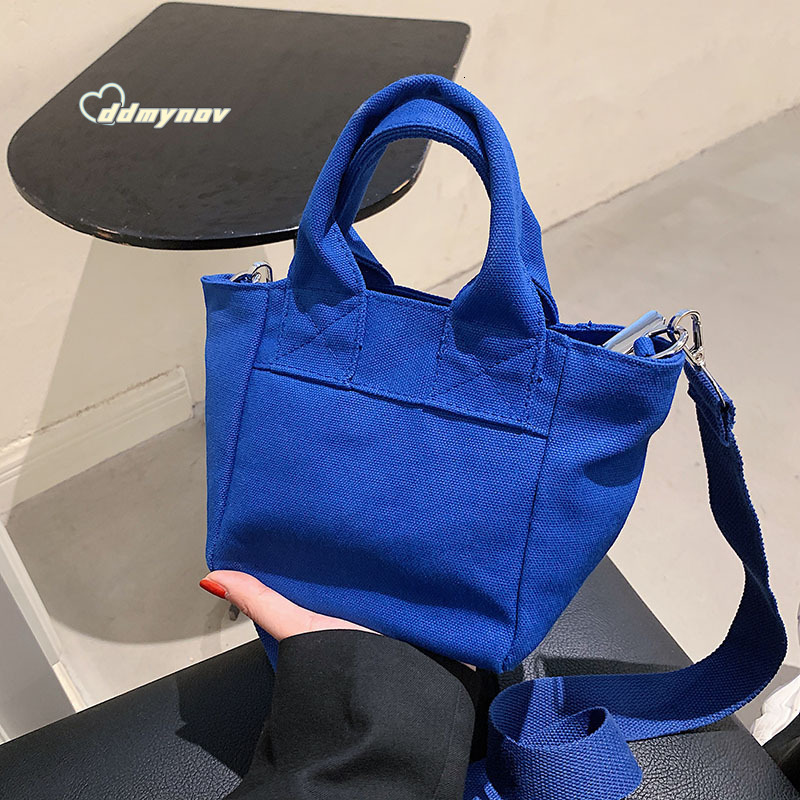 Korean Style Canvas for Women 2023 New Trendy Fashion Versatile Tote Handbag Crossbody Bag Solid Color Small Backpack ddmynov