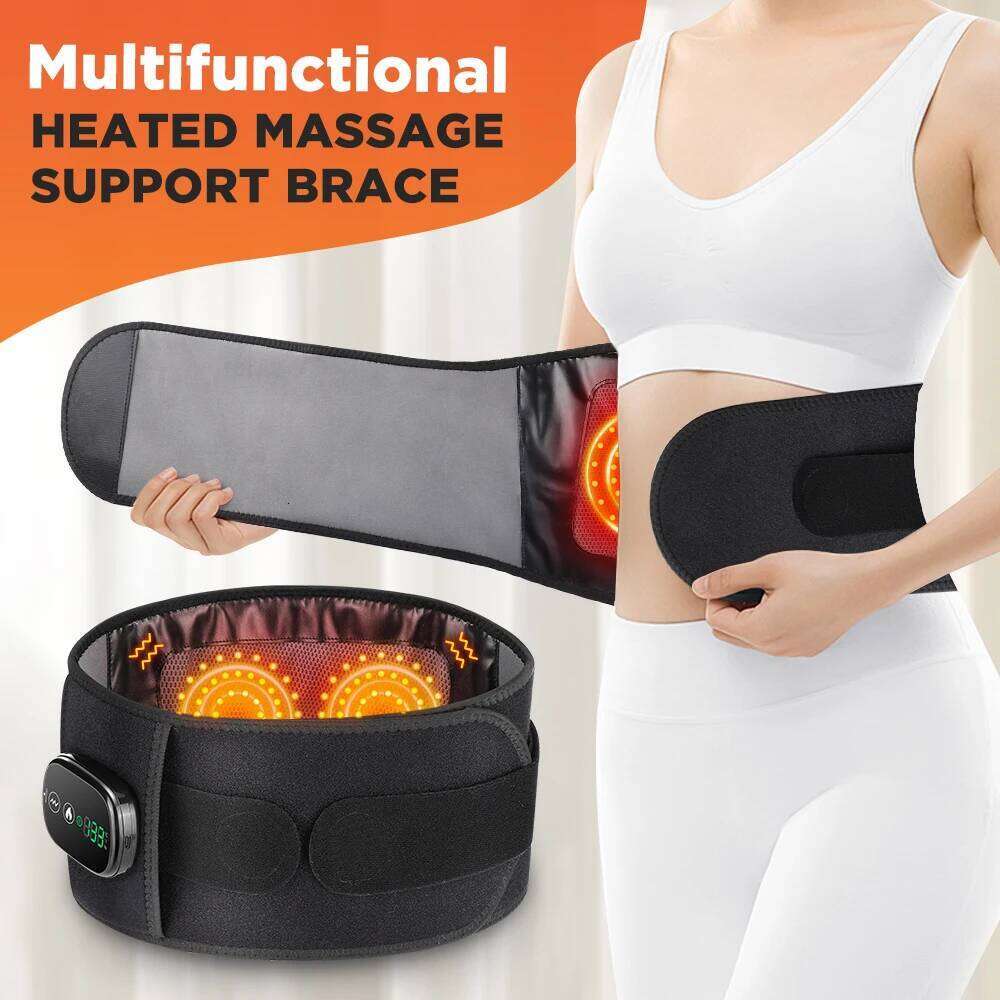 Heating Vibration Massager Belt, Red Light Hot Compress Brace Waist Back Massage Lumbar Support Belt Health Care