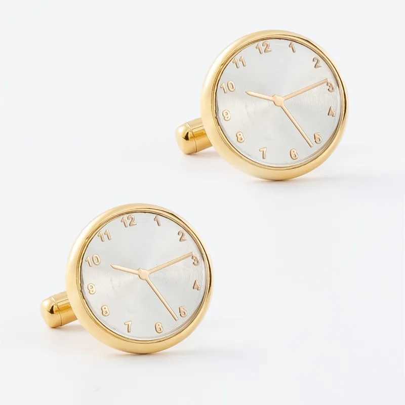 Round Electroplated Cufflinks High-end Fashion Watches Men Women French Shirts Formal Accessories Advertising Promotions Gifts XJ250614