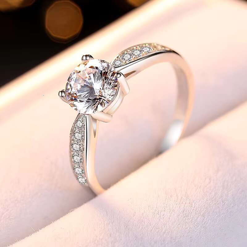 New Arrive Silver Jewelry Women bone White Gold Plated Tarnish Free 925 Sterling Silver Moissanite Finger Rings