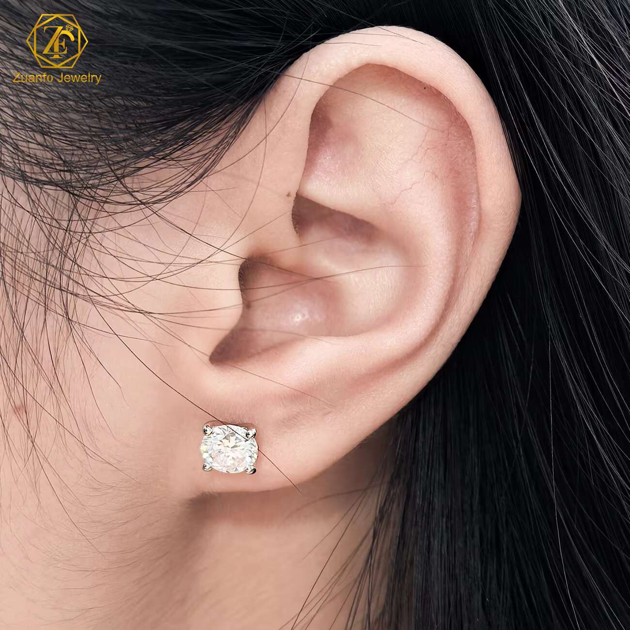 Fine Jewelry S925 Sterling Silver D VVS1 Moissanite Diamond Stud Earrings with Screw Back Luxurious for Women