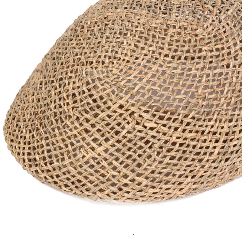 QBHAT Summer Straw Berets Straw Berets Men Women Handmade Straw Lafite Hats Breathable Cool Beach Cap Travel Sunhat 250604
