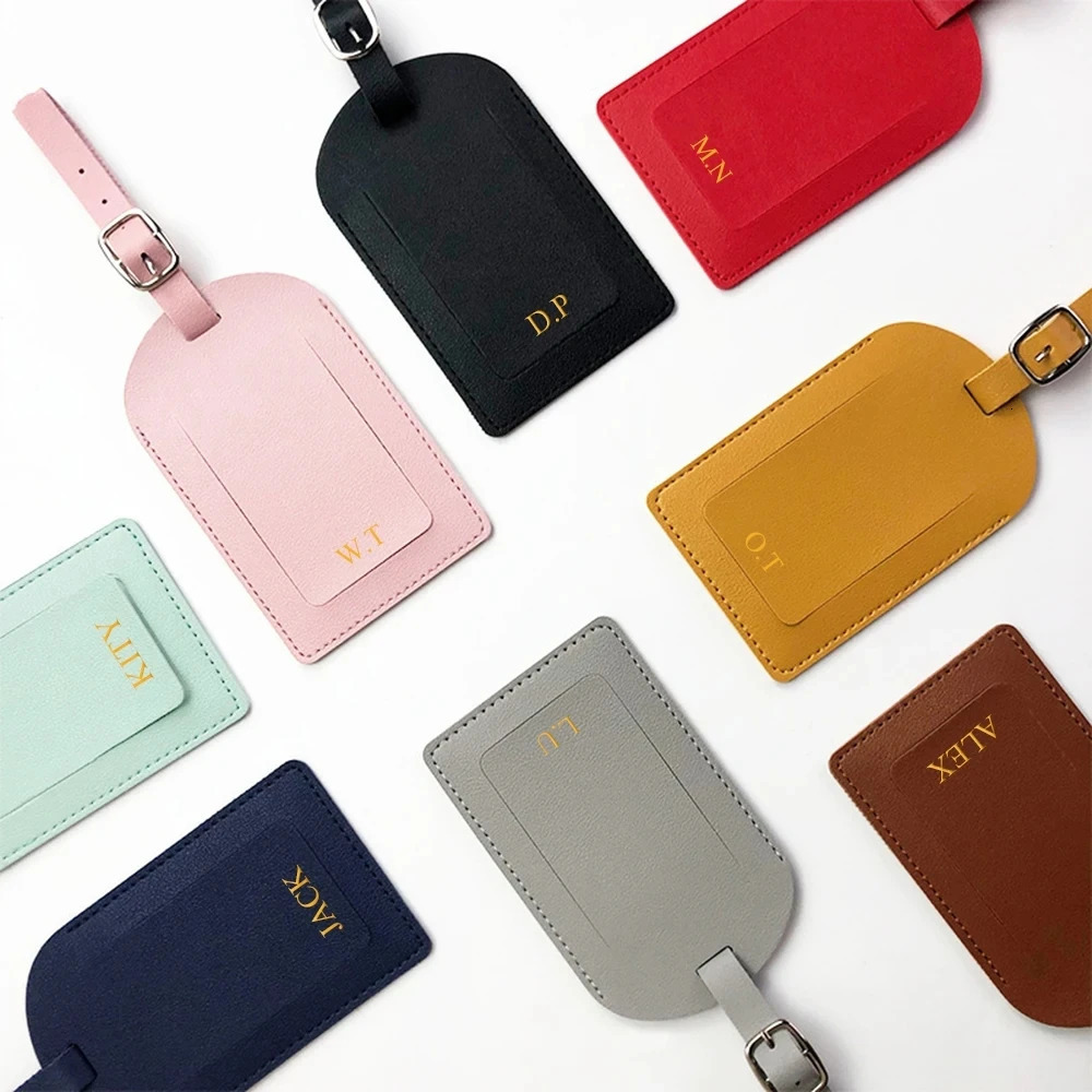 Free Custom Name Luggage Tag Set Fashion Smooth PU Leather Ticket Passport Holder Personalized Travel Purse 250614