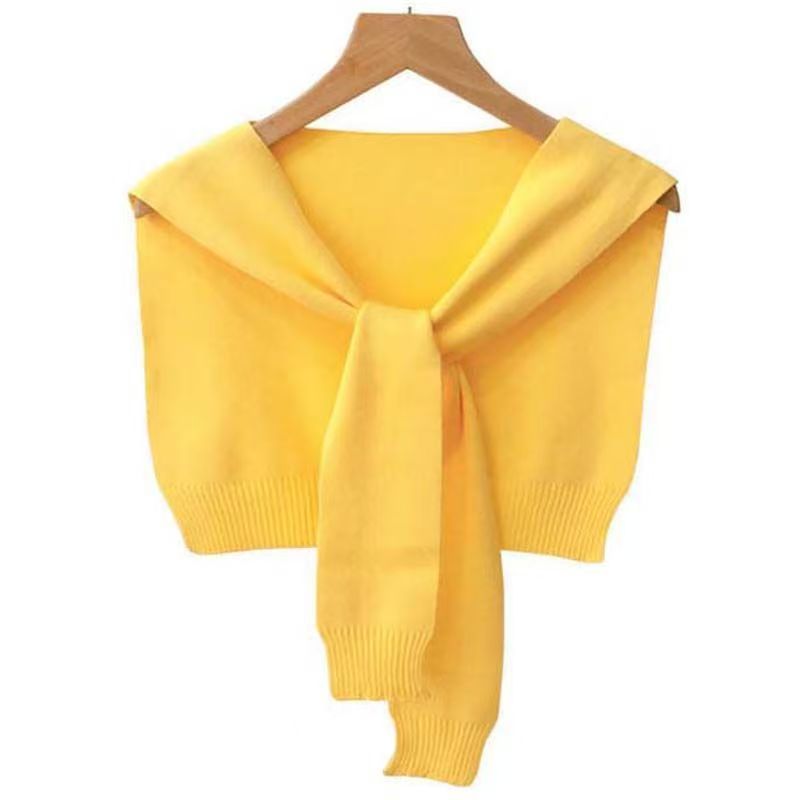 K1023 New style net red pure color knitted shawl autumn and winter knotted outer wear fashionable spring and summer air-conditioned room warm shoulder