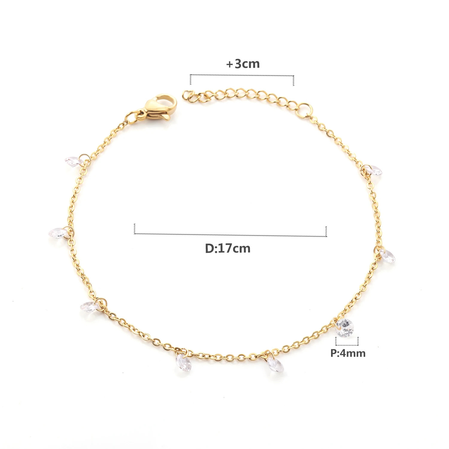 LUXUSTEEL Stainless Steel Bracelets For Women Gold Plated Silver Color Charm Cubic Zirconia Link Chain Bracelets Pulsera Collier 250610