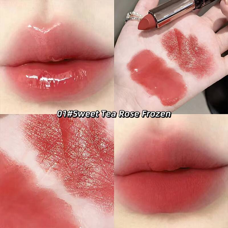 Gege Bear Double-ended with Lip Oil for Moisturizing and Hydrating Layered Color-developing Long-lasting Lipstick happy