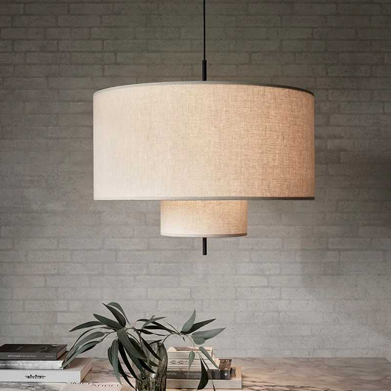 Modern Nordic Minimalist E27 Fabric LED Chandelier for Living Dining Room Bar Bedroom Pendant Lights Restaurant Hanging Lamp Fixture XJ2500613
