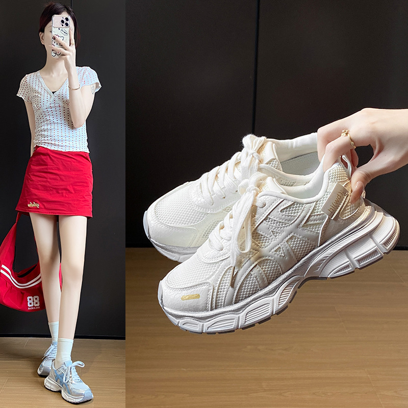 Ddmysports Ins Korean Style Breathable Dad For Women Summer Student Sports Running Casual Shoes Thick Sole Mesh LD Outdoor Shoes