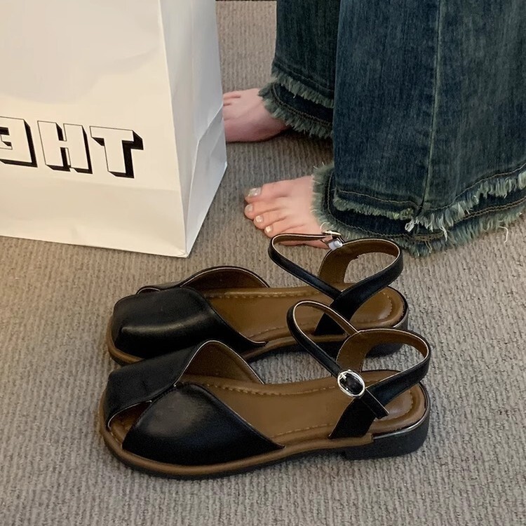 Ddmysports New French Flat Toe For Women Summer Outdoor Korean Style Dress Beach Roman Sandals Outdoor Shoes