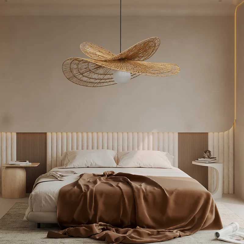 Wabi Sabi Rattan Chandelier Retro LED Weaving Pendant Lamp For Dining Room Bedroom Restaurant Bar Vintage Hemp Rope pendant LampXJ2500613