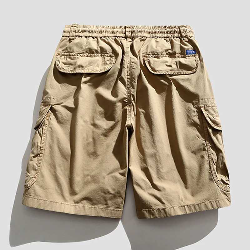 Men Summer New Casual Vintage Classic Cotton Cargo Shorts Men Multi Pocket Bermuda Beach Shorts Outwear Solid Jogger Shorts Male W250614