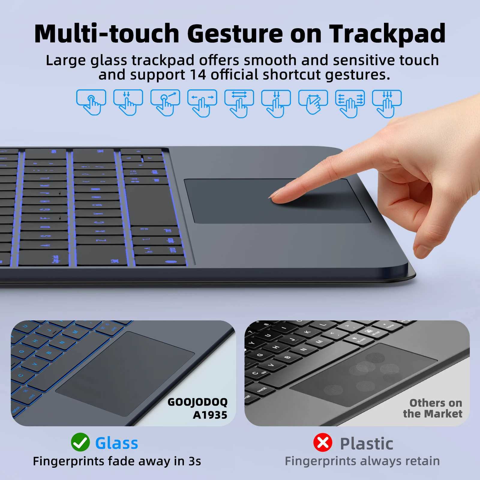 GOOJODOQ Ultra Thin Magic Keyboard for iPad Pro 11 Air 11 M3/M2 Pro 12.9 Pro 13 Pad A16 Glass Trackpad Aluminum Alloy Keyboard X250614