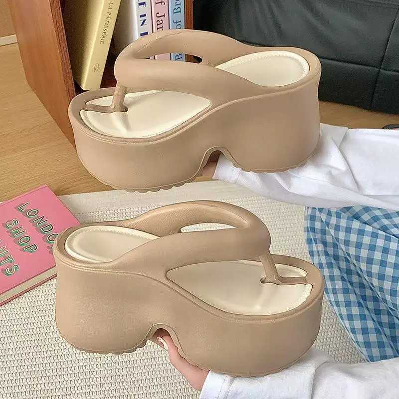 Womens Clip Toe Wedge Flip Flops 2025 Summer Chunky Platform Beach Sandals Woman Thick Sole High Heeled Eva Slippers Slides Z250614