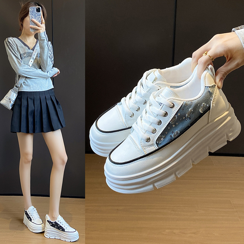 Ddmysports White Sneakers For Women Spring And Autumn New Korean Style Ins Female Student Casual Thick Soled Versatile Board Shoes Street Shooting Cy 