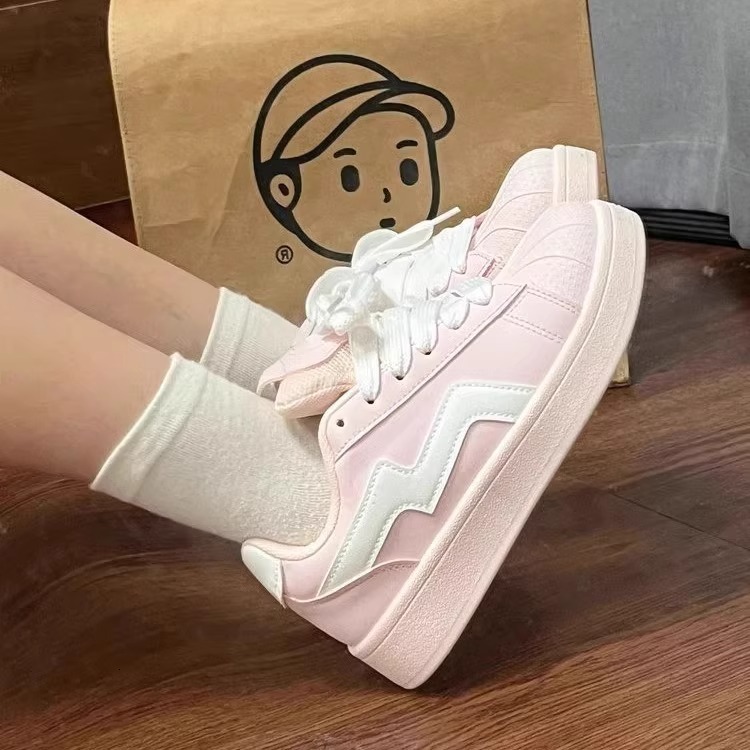 Ddmysports Pink Shell Toe Bread Shoes For Women Ins Style Spring And Autumn Versatile Student Casual Sports Sneakers Outdoor Shoes