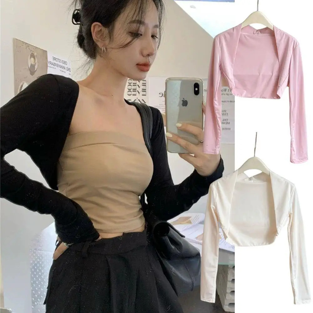 Summer Ice Silk Shawl Arm Sleeves 1pc Long Sleeved Cardigan Outdoor Sports Sunscreen Ladies Top Cropped Cape Cover-up Shawl 2025 250610