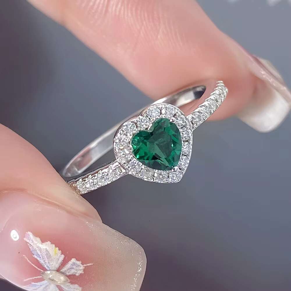 FOXI Real 925 Sterling Silver Heart Diamond Eternity Diamond Ring Custom Colored Wedding Band Engagement Rings Jewelry for Women