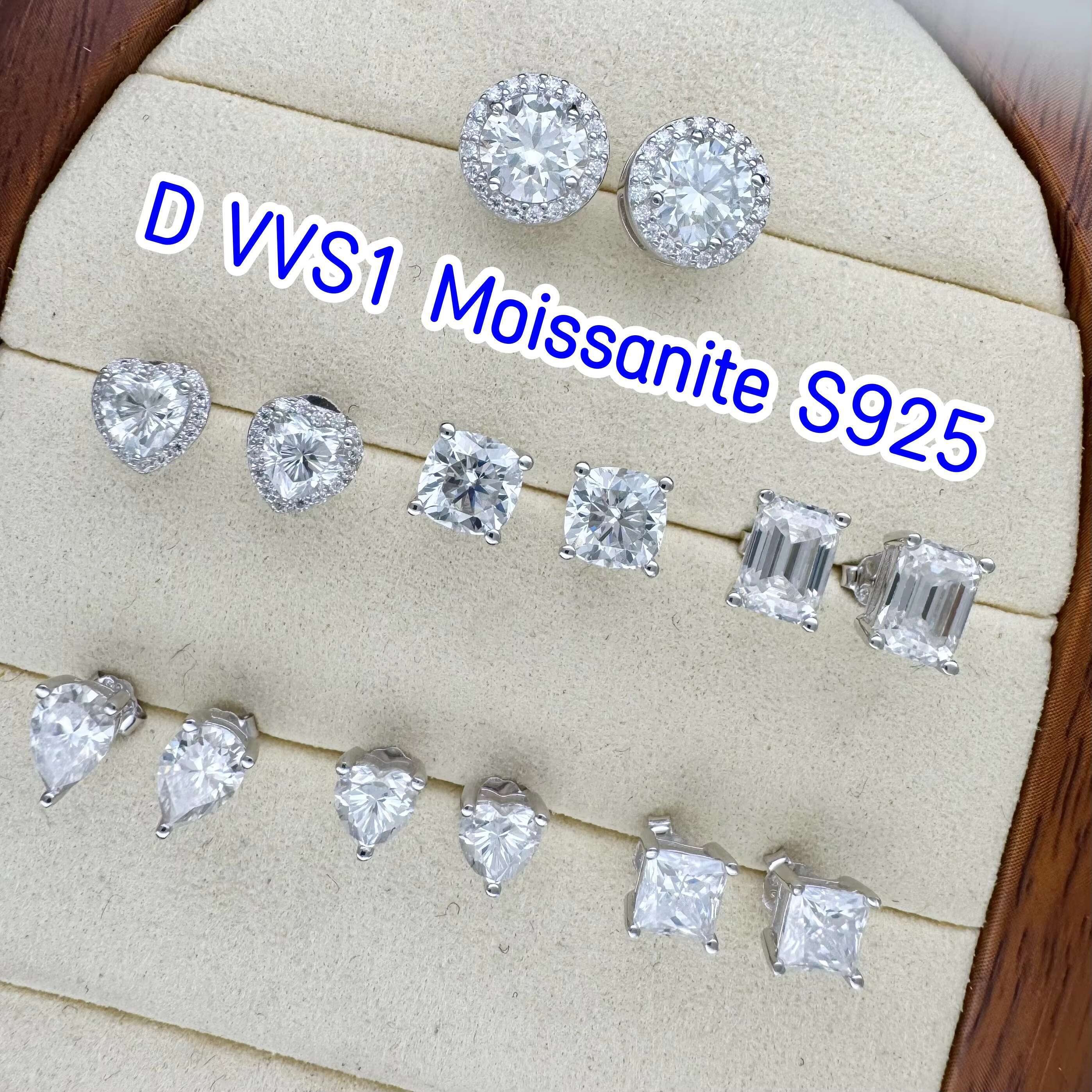 Wholesales Hot Selling Hiphop 925 Sterling Silver Stud Fancy Cut Moissanite Diamond Earring With GRA Certificate