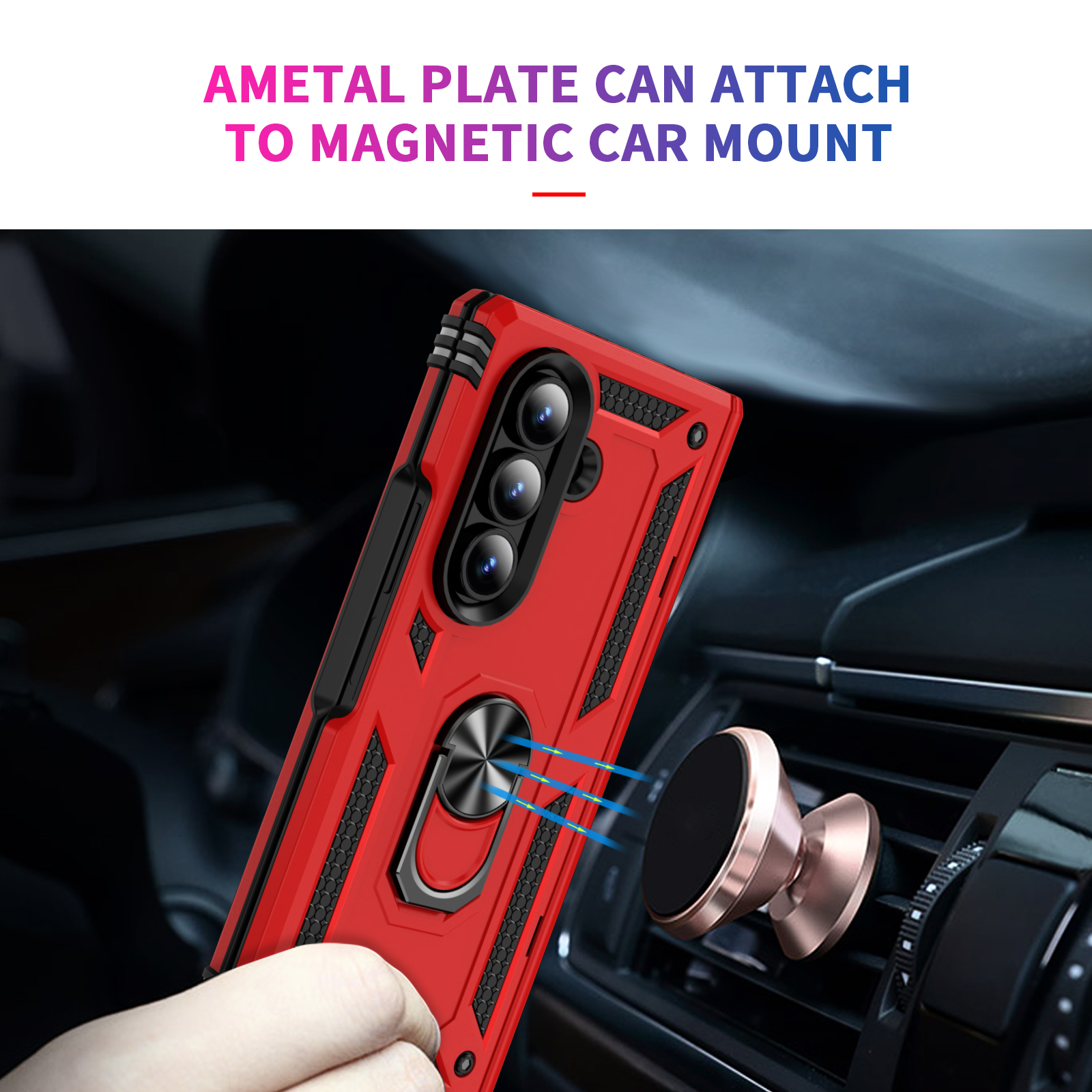 Luxury Military Shockproof Heavy Duty Cases Hybrid Armor Ring Stand Magnetic Car Mount Shockproof Rugged Cover For Samsung Galaxy Z Fold Flip 7 6 5 5G