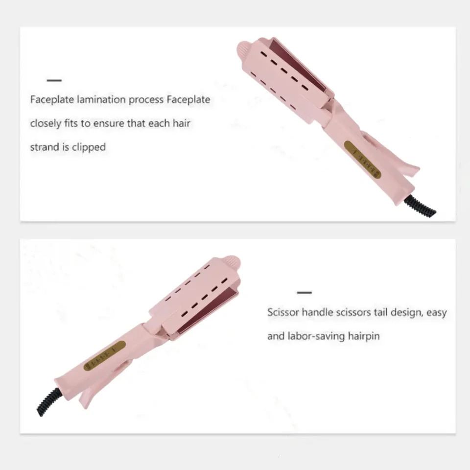 Pink Hair Straightener Four-gear Temperature Adjustment Ceramic Tourmaline Ionic Flat Iron Hair Straightener Women Widen Panel 250611