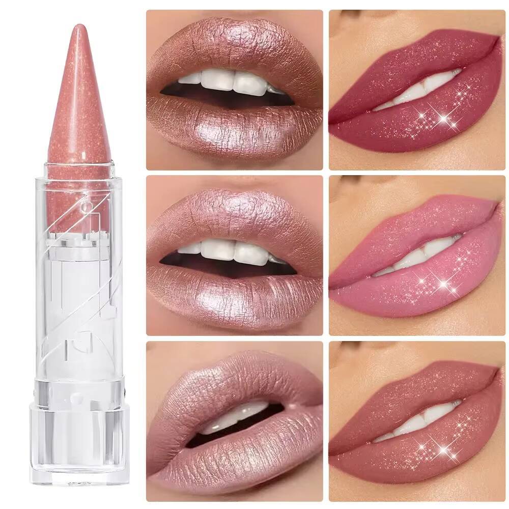 6Color Pearlescent Velvet Lipstick Pen Multipurpose Long-Lasting Moisturize Waterproof Brighten Glitter Lip Makeup Cosmetic Tool happy