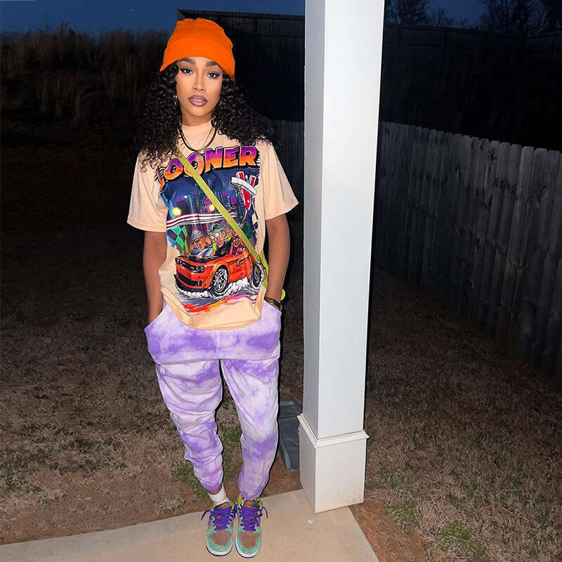 Women's Fashion Summer New Street Style Printed Versatile Round Neck Short Sleeve T-Shirt Breathable B5