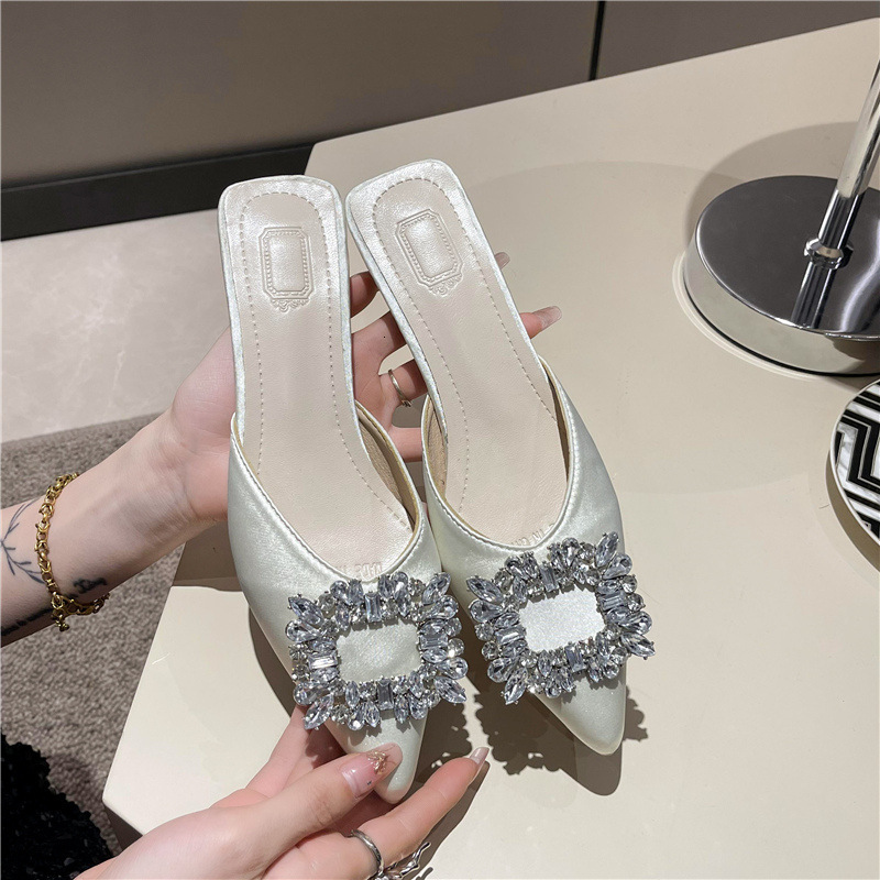 Ddmyoutdoor Pointed Toe Women S Mules For Outdoor Wear Early Spring New Niche Style Thin Heel Sandals Trendy Outdoor Shoes