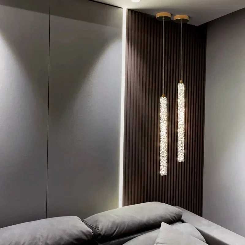 Bedroom Luxury K9 Crystals Pendant Lights Modern Dimmable Chandelier Hanging Lamp Lustre LED Luminarias Home Decor Lamp FixturesXJ2500613