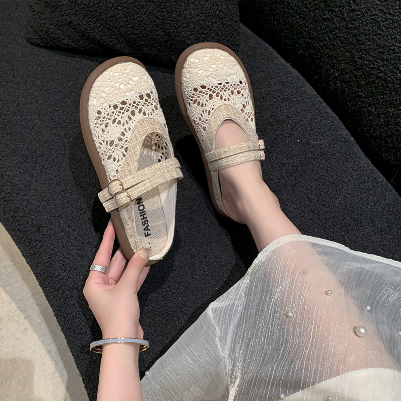 Ddmyoutdoor Ddmyoutdoor Flat Closed Toe Half Slippers For Women Summer New Style With Skirts Fisherman Slip On Maternity Sandals Single Shoes Outdoor 