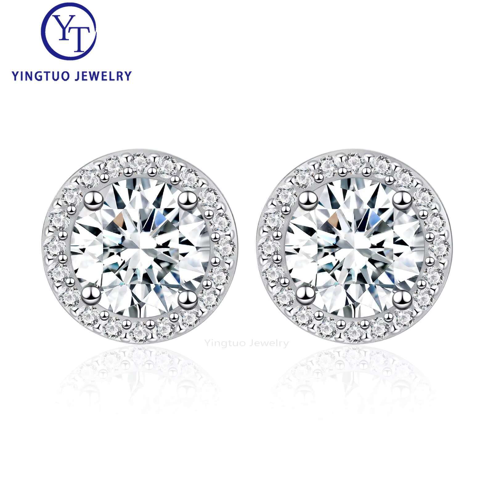 Hip-hop Moissanite Stud 1ct VVS 925 Sterling Silver Men Women Jewelry Flower Cluster Halo Diamond Earrings With GRA Certificate