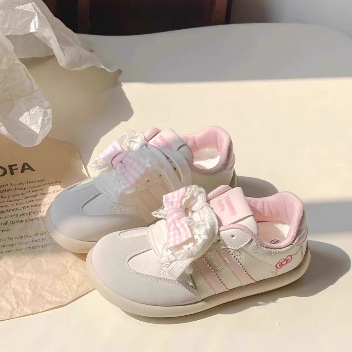 Ddmysports High Quality Sneakers For Women New Versatile Niche Thick Soled White Cute Pink German Training Shoes Trendy Outdoor Shoes