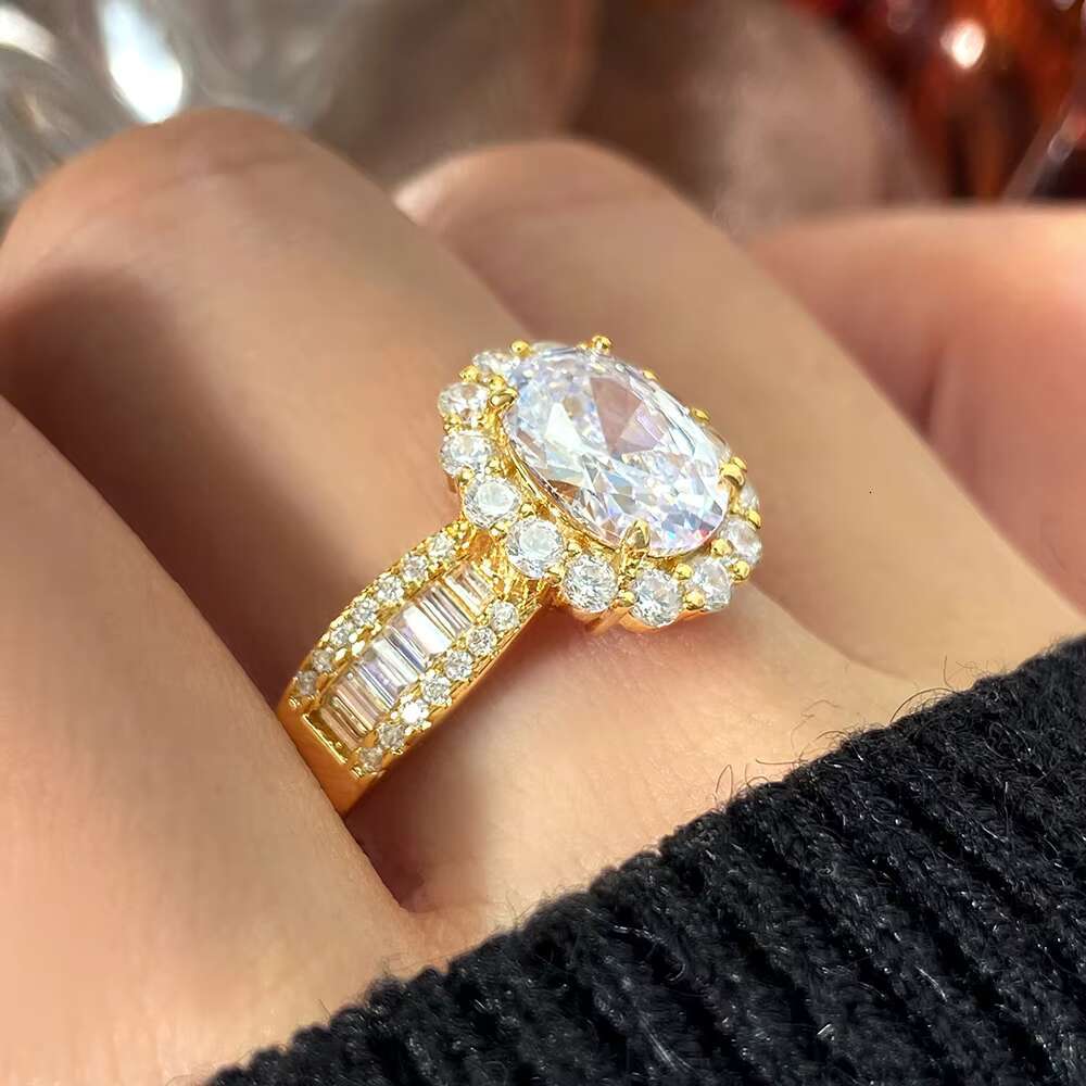 Custom 18k White Gold Womens VVS Diamond Eternal Moissanite Ring Round Shape Sterling Silver 925 Wedding Engagement Party