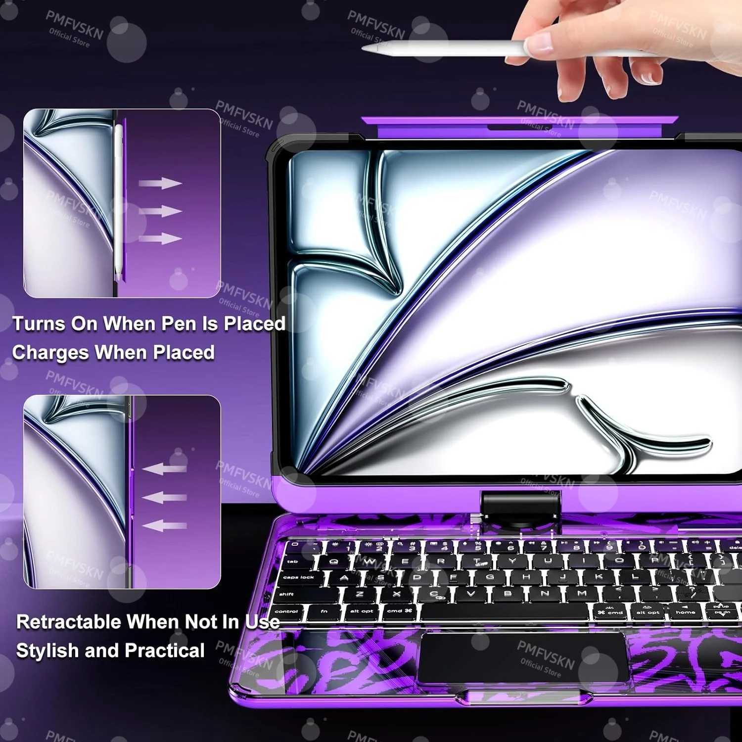 Backlit Magic Keyboard Case For iPad Pro 11 12.9 2018-2022 13 M4 2024 10th Gen 11th A16 iPad Air 5 4 6 7th Multi-Touch Trackpad X250614