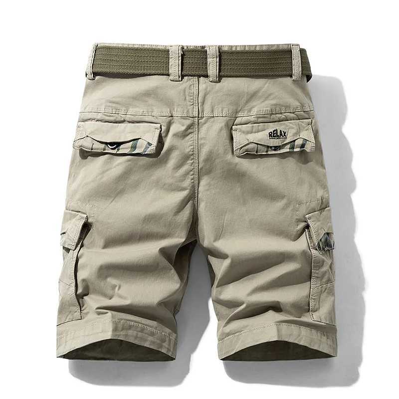 Summer Mens Multi Pockets Cotton Cargo Shorts Men Fashion Solid Quick Dry Shorts Men Outdoor Breathable Military Shorts Male Hot W250614